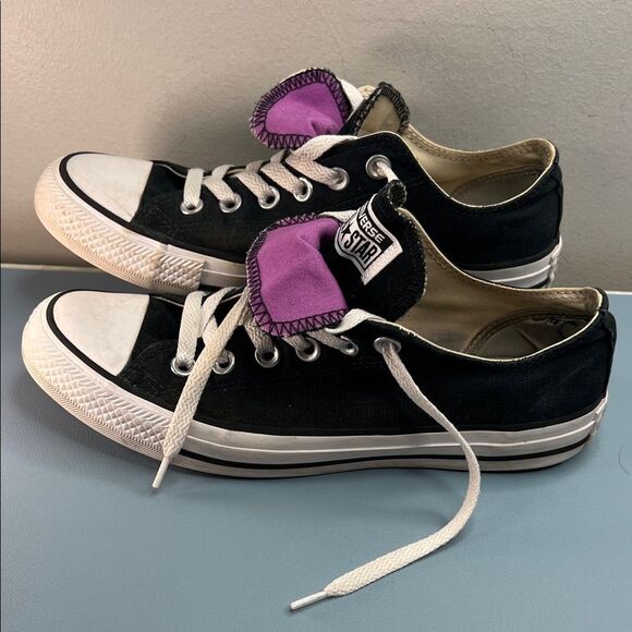 Converse Black Sneakers with Purple Tongue W8 - Picture 3 of 7